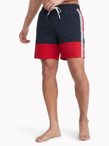 Férfi Tommy Hilfiger Colorblock logo 7" swim trunk Úszóruhák Kék | HU 877ZUT